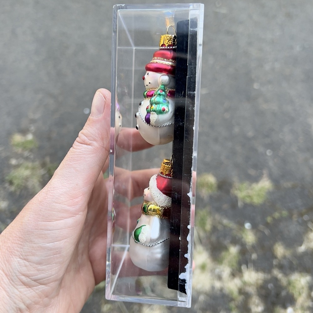 Hand Blown Glass Christmas Ornament Santa Set Of 4 NEW - Picture 2 of 5